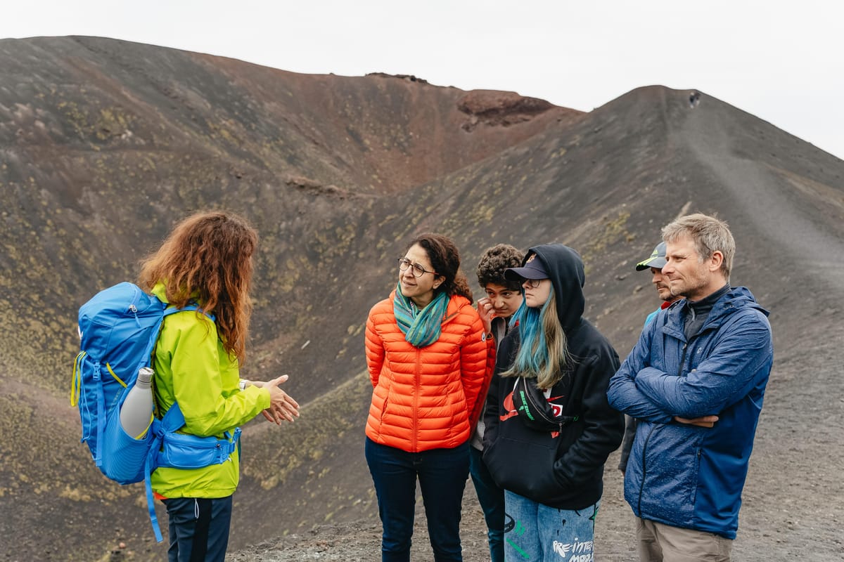 Guided group on the slopes of Mount Etna
