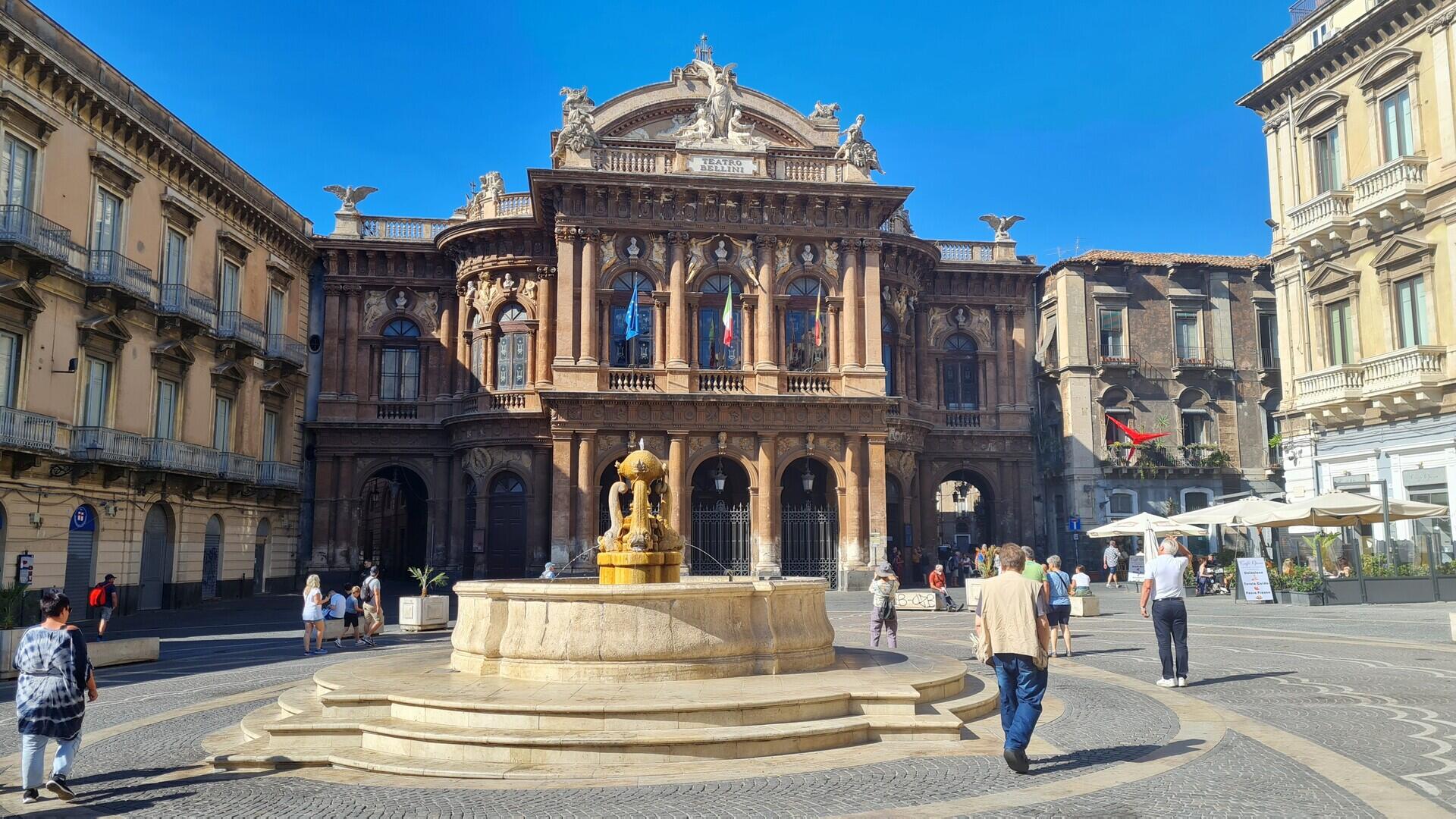 Teatro Massimo Bellini opera house exterior and piazza in Catania